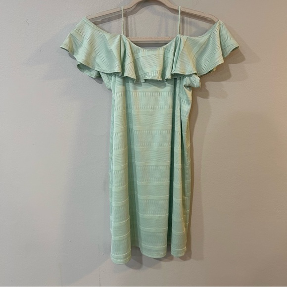 Vava By Joy Han Mint Green Off The Shoulder V-Neck Mini Dress Size Medium - Picture 5 of 6